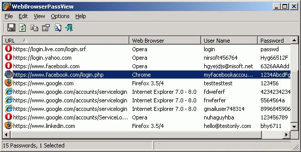 пароль в браузере Webbrowserpassview