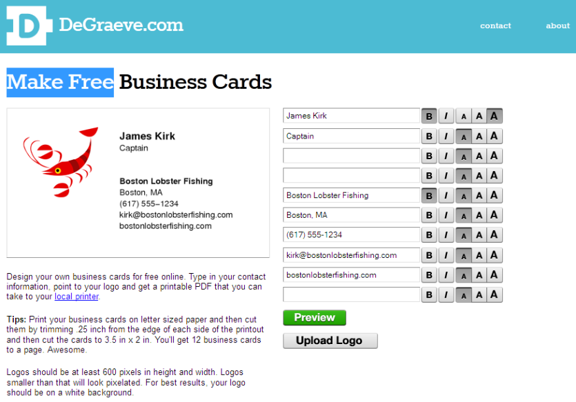 Make Free Business Cards
