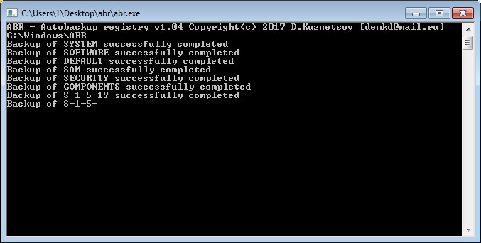 Autobackup registry