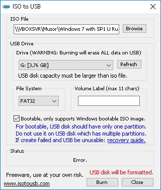 ISO to USB