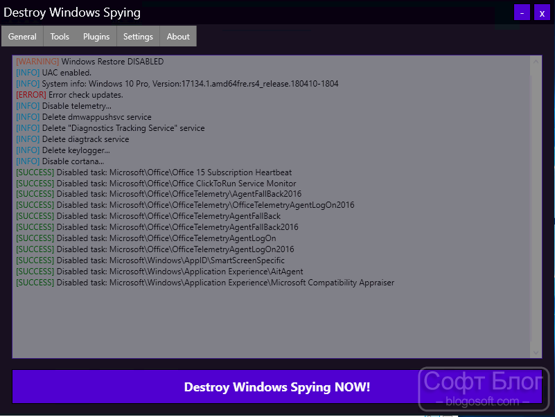 Destroy Windows 10 Spying